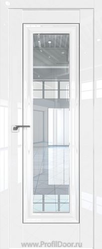 Дверь Profil Doors 24L Белый Люкс молдинг Серебро стекло Прозрачное