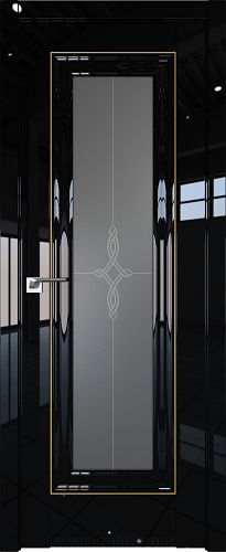 Дверь Profil Doors 24L цвет Черный люкс стекло Узор Графит молдинг Золото Люкс