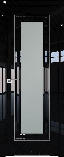Дверь Profil Doors 24L цвет Черный люкс стекло Матовое молдинг Серебро