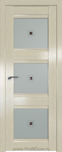 Дверь Profil Doors 4X цвет Эш Вайт стекло Узор Матовое с коричневым фьюзингом(квадрат)