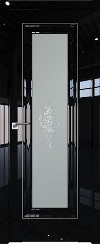 Дверь Profil Doors 24L цвет Черный люкс стекло Кристалл Матовое молдинг Серебро