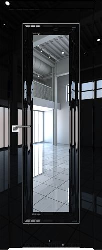 Дверь Profil Doors 24L цвет Черный люкс стекло Прозрачное молдинг Серебро
