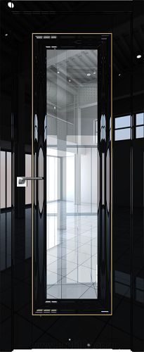 Дверь Profil Doors 24L цвет Черный люкс стекло Прозрачное молдинг Золото