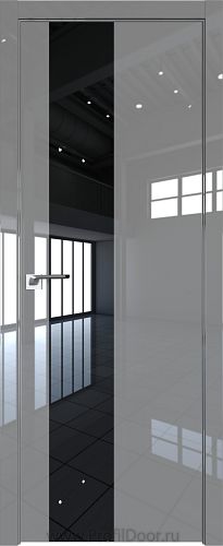 Дверь Profil Doors 5LK цвет Грей Люкс кромка Матовый Алюминий с 4-х сторон стекло Lacobel Черный лак
