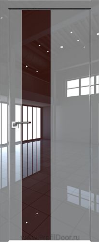 Дверь Profil Doors 5LK цвет Грей Люкс кромка Матовый Алюминий с 4-х сторон стекло Lacobel Коричневый лак