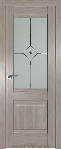 Дверь Profil Doors 2X цвет Орех Пекан стекло Узор Матовое с прозрачным фьюзингом(ромб)